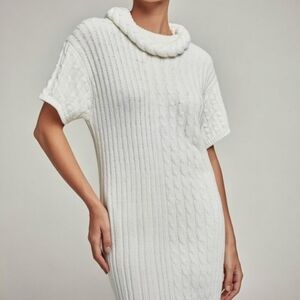 For Love & Lemons Knitz Snow Day Cable Knit Sweater Dress Ivory Women Size Small